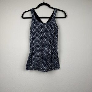 Women's Lululemon Enhearten Tank Black And White Athleisure Tennis Prep Sz 8